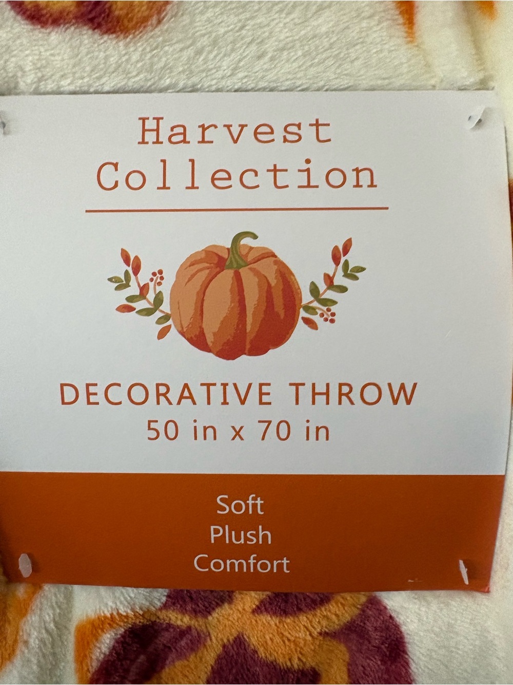 Harvest Collection Fall/Autumn Cream Pumpkin & Sunflower Decorative Throw - Picture 2 of 6
